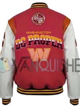 DC Proper Washington Commanders Pink Cropped Varsity Jacket back van