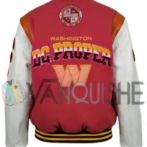 DC Proper Washington Commanders Pink Cropped Varsity Jacket back van