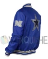 Dallas Cowboys Gray and White Rib Bomber Blue Jacket Back Look