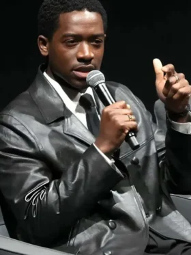 Damson Idris F1 Special Screening Leather Blazer Front Look