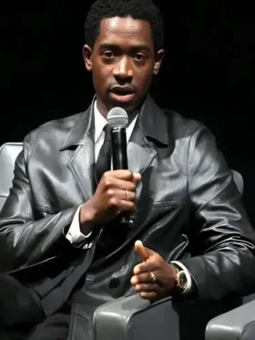 Damson Idris F1 Special Screening Leather Blazer Front Look