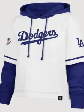 Dodgers ’47 White and Royal Blue Hoodie Front look