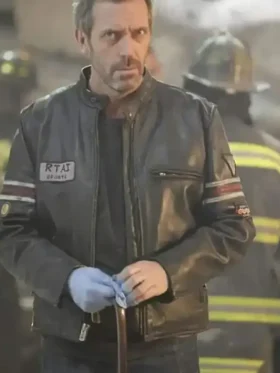 Dr. Gregory House Hugh Laurie Leather Jacket Front look