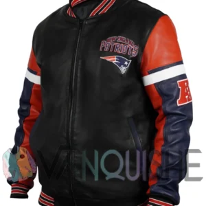 Drake Maye Leather Patriots Jacket left