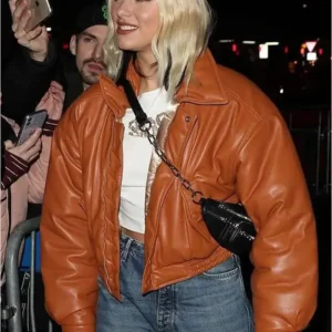 Dua Lipa Studios Brown Leather Jacket
