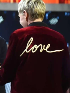 Ellen DeGeneres 43rd Peoples Choice Awards Love Jacket Back look