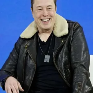 Elon Musk Black Leather Aviator Jacket