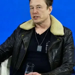 Elon Musk Black Leather Aviator Jacket