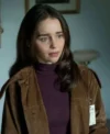 Emilia Clarke Ponies Suede Leather Coat