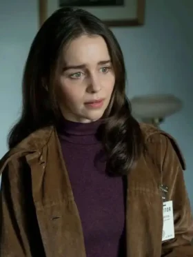 Emilia Clarke Ponies Suede Leather Coat