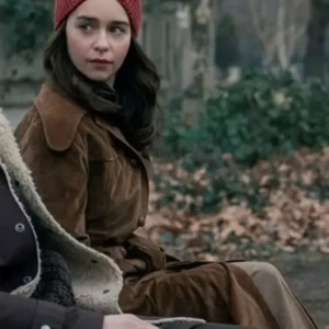 Emilia Clarke Ponies Suede Leather Coat