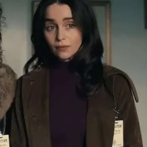 Emilia Clarke Ponies Suede Leather Coat