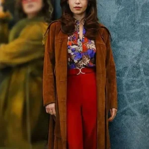 Emilia Clarke Ponies Suede Leather Coat