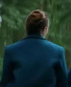 Eternity Elizabeth Olsen Blue Coat Back Look