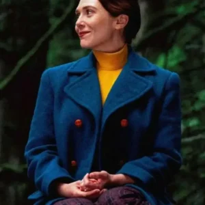 Eternity Elizabeth Olsen Blue Coat Front look