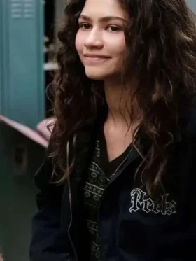 Euphoria Zendaya Black Jacket Front Look