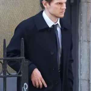 Evan Peters The Beauty Black Wool Coat Front Look