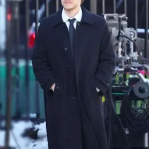 Evan Peters The Beauty Black Wool Coat Front Look