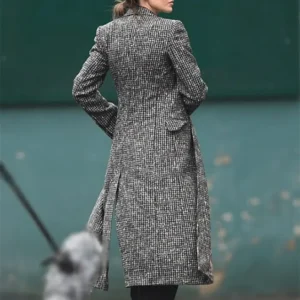 Fool Me Once 2024 Michelle Keegan Checkered Trench Coat Back Look
