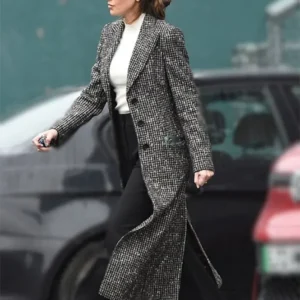 Fool Me Once 2024 Michelle Keegan Checkered Trench Coat Front Look
