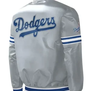 Gray Los Angeles Dodgers Slider Satin Jacket Back Look