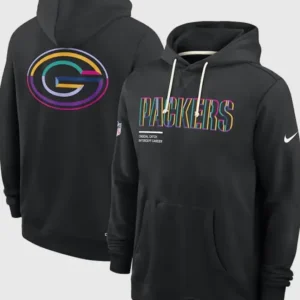 Green Bay Packers 2025 Black Crucial Catch Hoodie Front Look