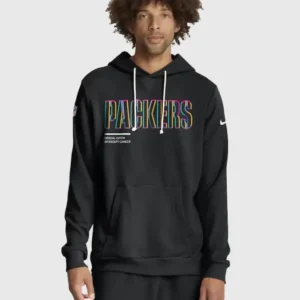 Green Bay Packers 2025 Black Crucial Catch Hoodie Front Look
