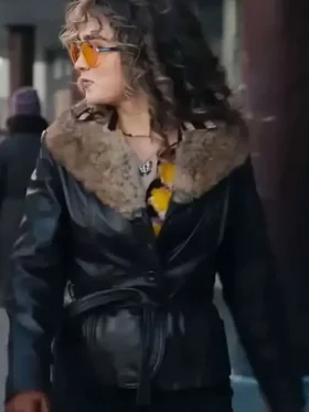 Haley Lu Richardson Ponies Leather Jacket Front Look