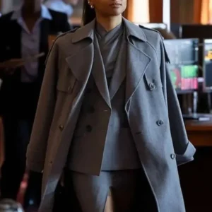 Harper Stern Industry Grey Coat Front Look