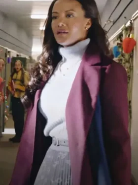 Heather Hemmens The Snow Must Go On Maroon Wool Coat