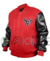 Houston Texans H-Town Red and Black Varsity Jacket Front Look