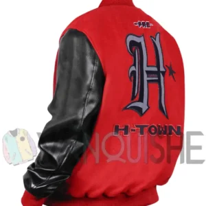 Houston Texans H-Town Red and Black Varsity Jacket Back Look