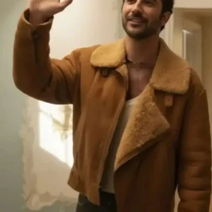 I Love LA Jordan Firstman Shearling Leather Jacket Front Look