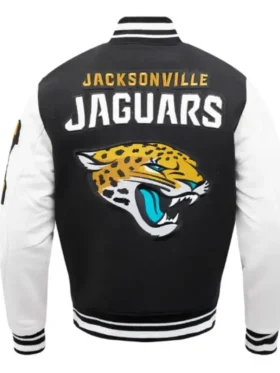 Jacksonville Jaguars Mashup Rib Varsity Wool-Leather Jacket Back Look
