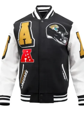 Jacksonville Jaguars Mashup Rib Varsity Wool-Leather Jacket Front Look