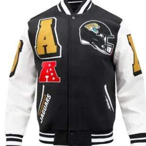 Jacksonville Jaguars Mashup Rib Varsity Wool-Leather Jacket Front Look