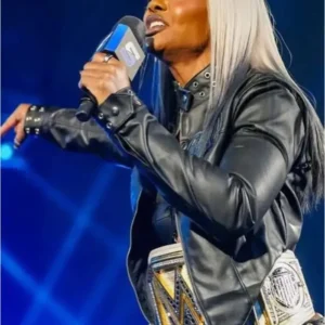 Jade Cargill Smackdown Black Leather Jacket Front Look