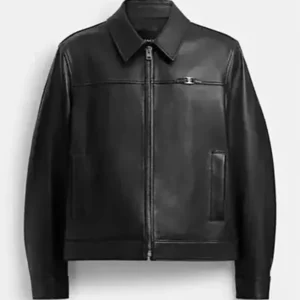 Jalen Hurts Black Leather Jacket Front Look