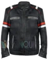James Men’s Brown Striped Cafe Racer Leather Jacket Front Look