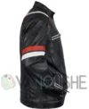 James Men’s Brown Striped Cafe Racer Leather Jacket Side Look