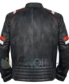 James Men’s Brown Striped Cafe Racer Leather Jacket Back Look