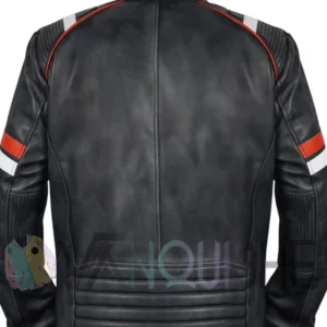 James Men’s Brown Striped Cafe Racer Leather Jacket Back Look