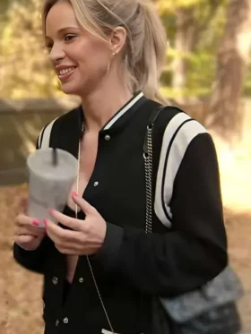 Jessica Taylor Owning Manhattan Black Varsity Jacket