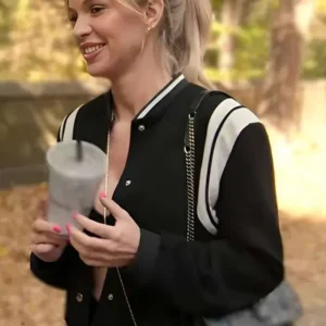 Jessica Taylor Owning Manhattan Black Varsity Jacket