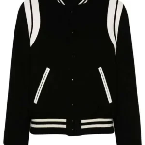 Jessica Taylor Owning Manhattan Black Varsity Jacket Front Look