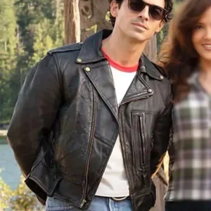 Joe Jonas Camp Rock 3 Black Leather Jacket Front Look