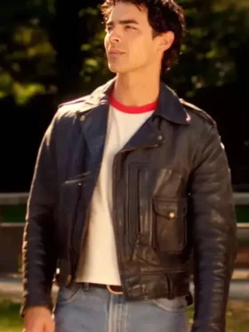 Joe Jonas Camp Rock 3 Black Leather Jacket Front Look