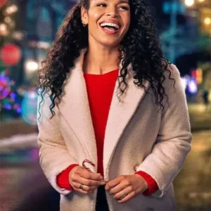 Jordin Sparks Merry Little Mistery White Sherpa Jacket Front Look