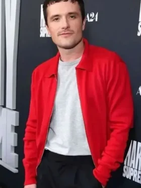 Josh Hutcherson Marty Supreme 2025 Movie Premiere Red Jacket Front Look