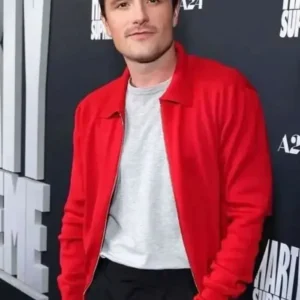 Josh Hutcherson Marty Supreme 2025 Movie Premiere Red Jacket Front Look